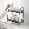 2-tier folding metal spice rack and kitchen organizer for countertops, bathroom storage, and skincare bottle holder.