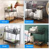 2 Tier folding metal spice rack, kitchen organizer, and countertop storage shelf for bathroom, bedroom, or study.