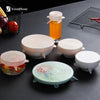 6pcs reusable silicone stretch lids for vacuum food storage, bowl and container covers to keep food fresh.