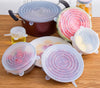6pcs reusable silicone stretch lids for kitchen food storage, bowls, pots, and containers for airtight preservation.