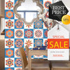 Pack of 12 Traditional Talavera Tiles Stickers for bathroom and kitchen wall decor in colorful Mexican floral patterns.