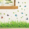3D fresh green grass and butterfly wall stickers, removable waterproof vinyl mural for kids' room decor, 40x136cm.