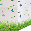 3D green grass and butterfly wall stickers, removable waterproof PVC home decor mural for kids' room, 40x136cm.