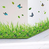 3D fresh green grass and butterfly wall stickers for kids' rooms, waterproof PVC home decor mural, 40x136cm.