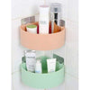 Plastic wall mount triangle corner shelf caddy for bathroom and kitchen organization, set of two multicolour racks.