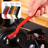 3-Piece Wire Cleaning Brush Set with iron, nylon, and brass bristles for heavy-duty kitchen and stove scrubbing.