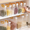 Food-grade kitchen storage bag for grain, moisture-proof and insect-proof transparent sealed pouch with carry handle.