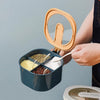 4-in-1 kitchen seasoning box with 4 compartments, clear lids, and spoons for spice, salt, sugar, and dry fruit storage.