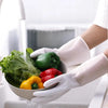 Silicone cleaning gloves for washing vegetables, reusable dishwashing rubber gloves with kitchen scrubber design.