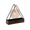Iron mosquito coil holder with tray, triangle black metal stand for outdoor insect repellent coil burning.