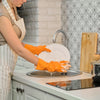 Premium household cleaning gloves for dishwashing; waterproof, non-slip, and durable for effective kitchen cleaning.