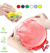 6 pcs reusable silicone stretch lids for airtight food storage on bowls and cookware.