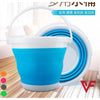 10L Collapsible Silicone Bucket in blue, perfect for space-saving portable storage while camping, cleaning, or travel.