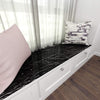 Waterproof black marble self-adhesive wallpaper applied to furniture for a glossy, heat-resistant, anti-oil finish.