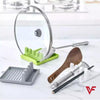 Non-slip kitchen utensil rest and pot lid holder organizer for spoons, spatulas, and chopsticks. Heat-resistant storage.