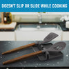 Heat-resistant silicone kitchen utensil spoon rest and spatula holder with non-slip drip pad for cooking tools.
