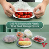 100pcs elastic stretch food covers for bowls and plates, reusable plastic sealing bags for kitchen and picnic storage.