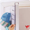 ABS 5-hook over-the-door hanger for organizing coats, bags, and hats on closet, bedroom, or bathroom doors.