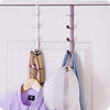 ABS over-the-door 5-hook heavy-duty organizer rack for coats, bags, and towels on a bathroom or closet door.