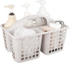 Portable plastic shower caddy basket with handle and compartments for bathroom, kitchen, and cleaning storage organizer.