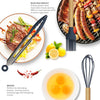 12-piece silicone kitchen utensil set with wooden handles, including non-toxic, heat-resistant tongs, brush, and whisk.