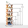 5-layer stackable shoe rack, space-saving X-rack organizer for home storage, closet, kitchen, and bedroom.