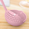 2-in-1 pink plastic draining colander soup spoon for easy straining and serving in home and professional kitchens.