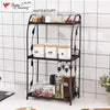 3-tier folding metal spice rack organizer for kitchen countertop, bathroom, or office storage storage shelf.