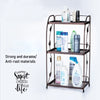 3-tier metal folding spice rack and storage shelf for kitchen, bathroom, and makeup organization. Durable and rust-free.