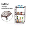 3-tier metal spice rack organizer with anti-slip foot pads for kitchen, bathroom, and makeup storage.