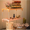 3 Tier Stack Up Shelf with steel legs, foldable kitchen organizer cabinet shelf for pantry storage and jar rack.