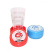 2-piece collapsible travel cup set with mushroom and blue lid designs for portable, space-saving drinking.
