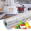 Silver Foil Sheet 40cm x 200, waterproof kitchen oil-proof sticker for stove countertops and backsplash protection.