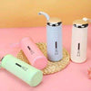 NICE water bottle set in pastel colors with silver lids and carry straps for travel or gym use.