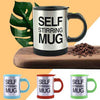 Self Stirring Mug with stainless steel finish and colored lids, perfect for mixing coffee and tea on the go.