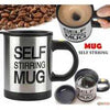 Self Stirring Mug with stainless steel finish and lid for effortless automatic mixing of coffee and tea.