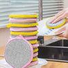 2 in 1 Multicolor Dishwashing Scrub and Sponge set with abrasive silver scrub side for heavy-duty kitchen cleaning.