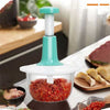 Hand Press Food Chopper 1.5 for kitchen, manual vegetable mincer, chili and garlic cutter with push-down mechanism.