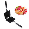 Non Stick Waffle Maker with long handle for easy stovetop use, perfect for making delicious homemade waffles.