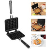 Non Stick Waffle Maker for stovetop use, featuring a foldable design for easy breakfast cooking and serving.