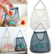 Net basket for vegetables, reusable hanging mesh kitchen storage bags for fresh produce, garlic, onions, and tomatoes.