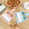 Set of mini hand brush and dustpan in pastel colors for cleaning desks, keyboards, and small household messes.