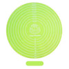Round Silicone Roti Mat with measurement guides for baking and rolling dough, green non-stick pastry surface.