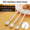 Stainless steel spoon with straw, 304 food-grade metal yerba mate straw with filter, reusable and eco-friendly.