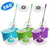 Easy Spin Mop with Plastic Stainer, 360-degree rotating floor cleaning system with mop bucket and microfiber heads.