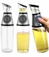 500ml oil bottle with measuring dispenser, leakproof glass olive oil container for kitchen cooking.