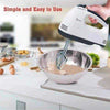 Super Hand Mixer with 7 speeds mixing ingredients in a stainless steel bowl for easy home baking.
