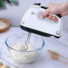Super Hand Mixer with 7 speed settings, mixing dough in a glass bowl for home baking.