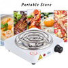 Single electric stove for portable cooking, featuring a white compact design with temperature control knob.