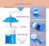 Ice Crusher with manual crank, hand pressure cap, and smoothie cup, showcasing a detailed product parts breakdown.